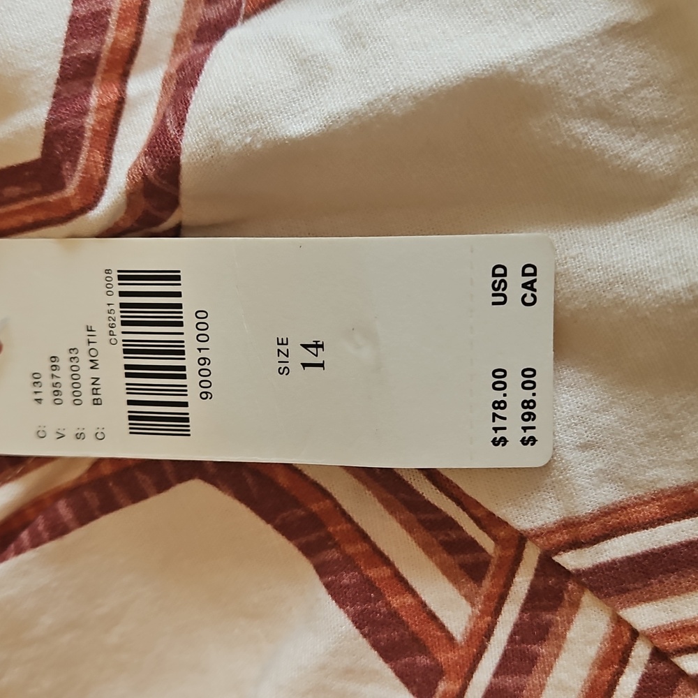 Anthropologie Strapless Geometric Dress in Cream and Brown - Picture 7 of 9